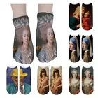 Женские теплые носки нового стиля с 3D принтом, всемирно известные носки Ван Гога с рисунком маслом в стиле ретро, смешные носки унисекс для зимы