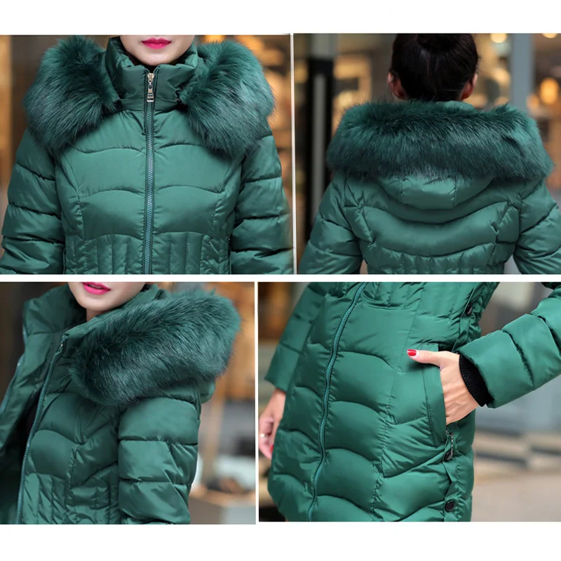 

Women's Down Jacket Winter Coats 2021 Female Long Hooded Thick Warm Cotton Slim Overcoat Female winter Coat Parka Women's Jacket