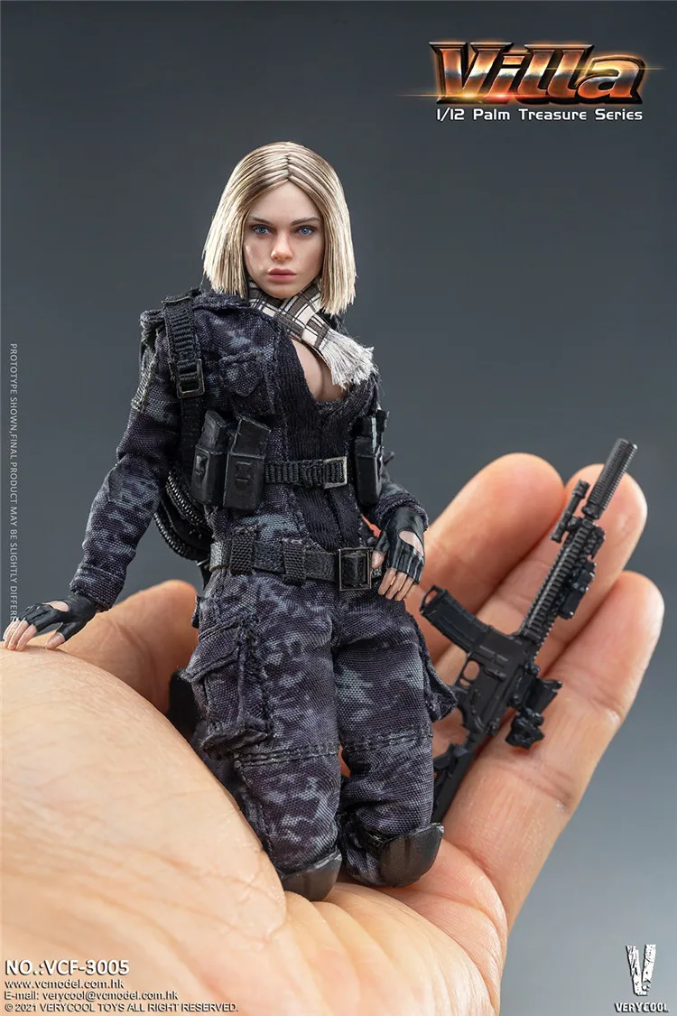 

VERYCOOL VCF-3005 1/12 Scale Black MC Camouflage Villa Soldier Model 6'' Female Action Figure Doll Toys