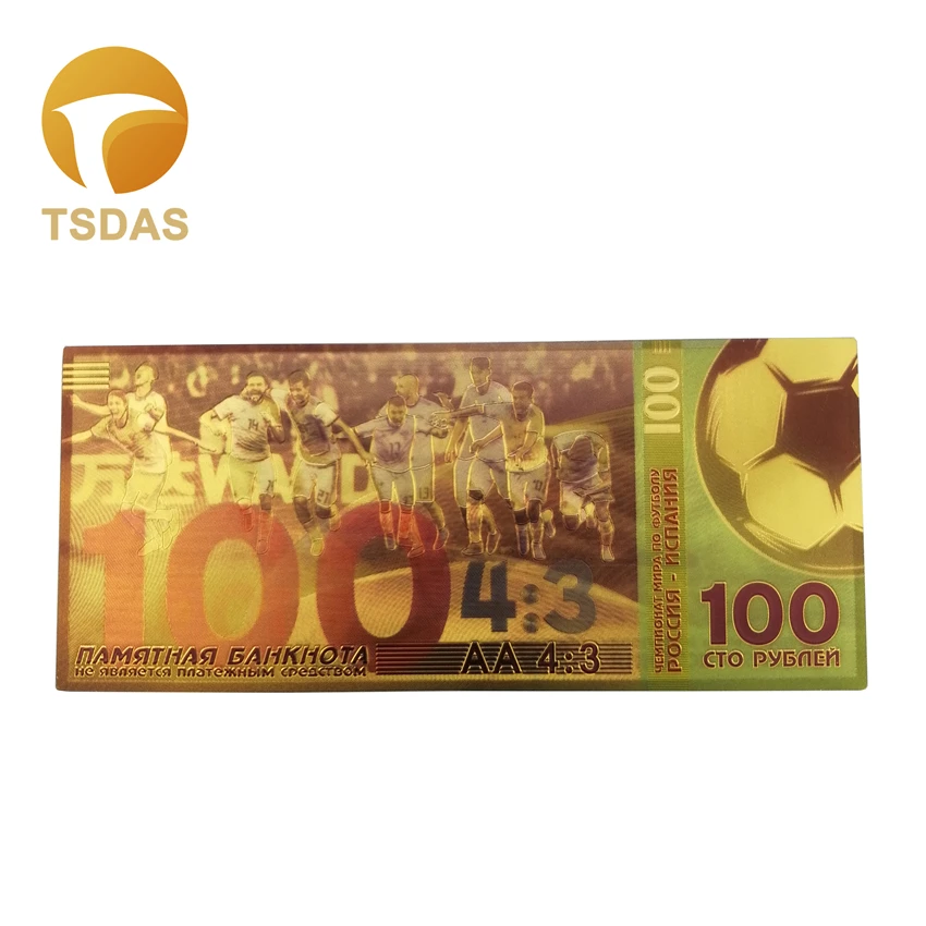 Цветные русские банкноты 100 рублей в 24k позолоченные сувениры для футбольных