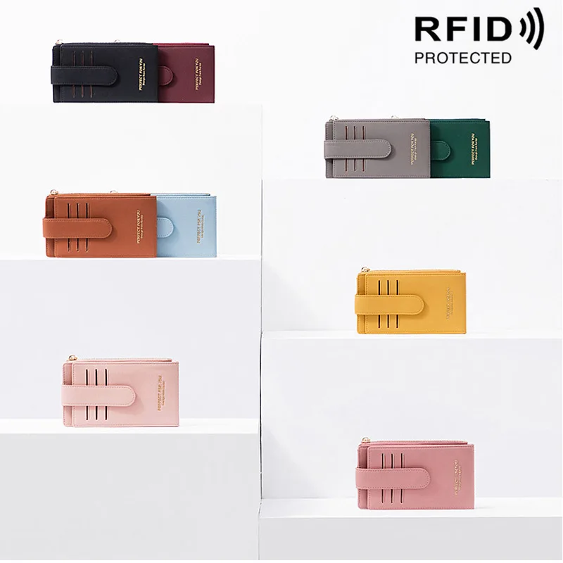Многофункциональные женские кошельки противоугонные RFID портмоне ID держатель плотная большой вместимости цвет длинный кошелек с молнией женский клатч
