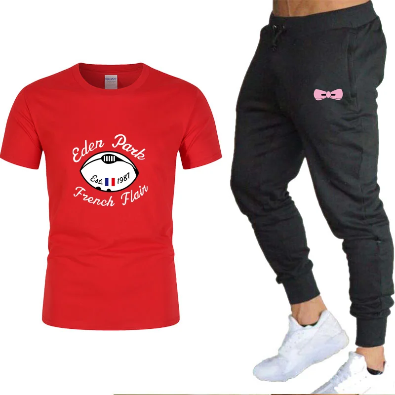 

high quality hot sale summer T-shirt pants suit casual fitness jogging pants T-shirt hip-hop fashion men's sportswear suit S-2XL