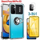 чехол Poco M4 Pro 5g чехлы-кольца Poco M4 Pro 5g силиконовый чехол +защитное стекло для Xiaomi PocoM4Pro Poko M4Pro противоударный чехол PocoM4 чехол для телефона поко м4 про 5g