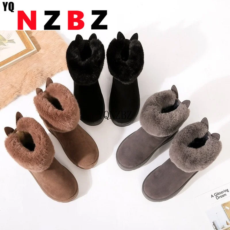 

Winter Boots Women Black Ankle Boots Cotton Shoes Platform Booties 2022 Invierno Slip on Shoes for Female Size 41 Botas De Mujer