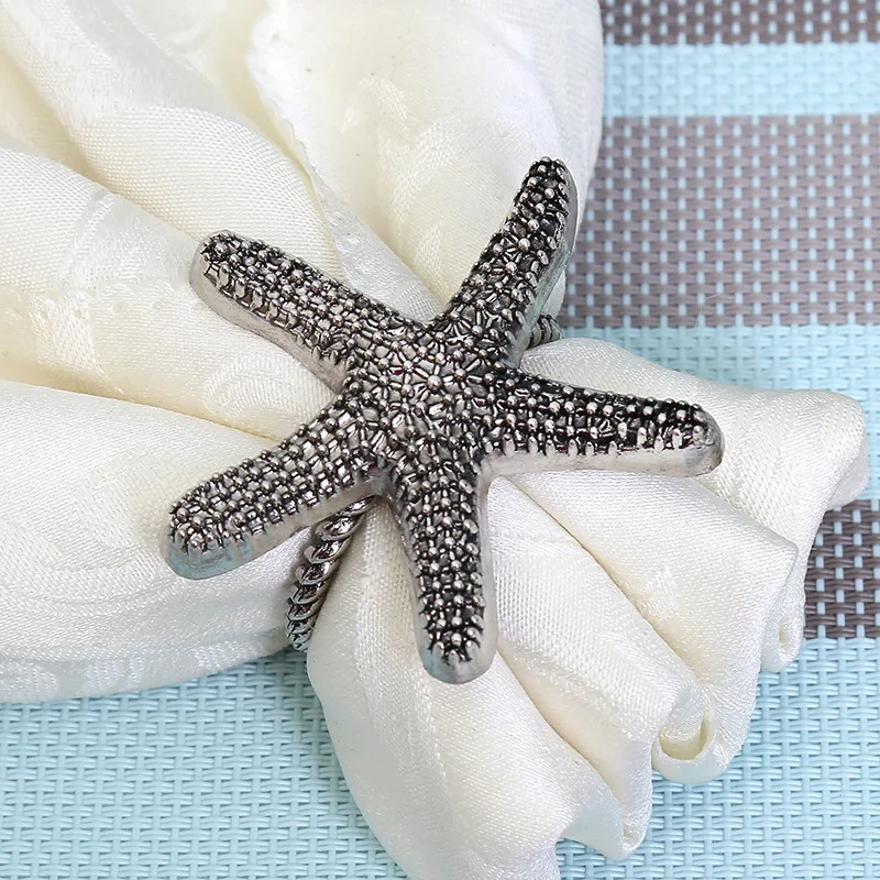

10pcs Napkin Buckle Fashion Metal Creative Starfish Jewelry Napkin Ring Hotel Set Table Decoration Wedding Meeting Dinner Plate