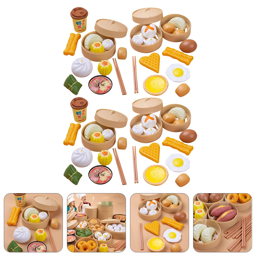 

58Pcs Breakfast Play Food Playing House Toys Pretend Play Kitchen Toys