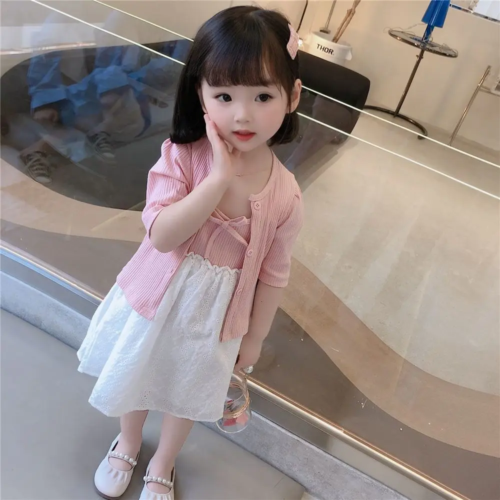 

Girls Dress Suits New Casual Dress + Coat 2-piece Girls Dress Outfits Children's Dress Little Girl Baby Summer Two-piece Suit