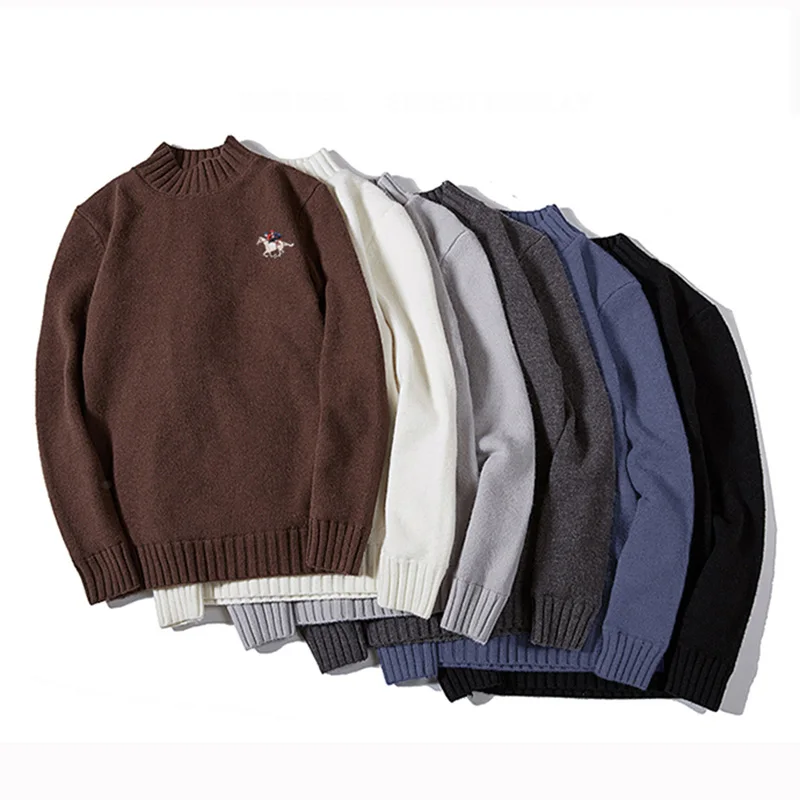 Мужской бархатный свитер утепленная рубашка с коротким высоким воротником