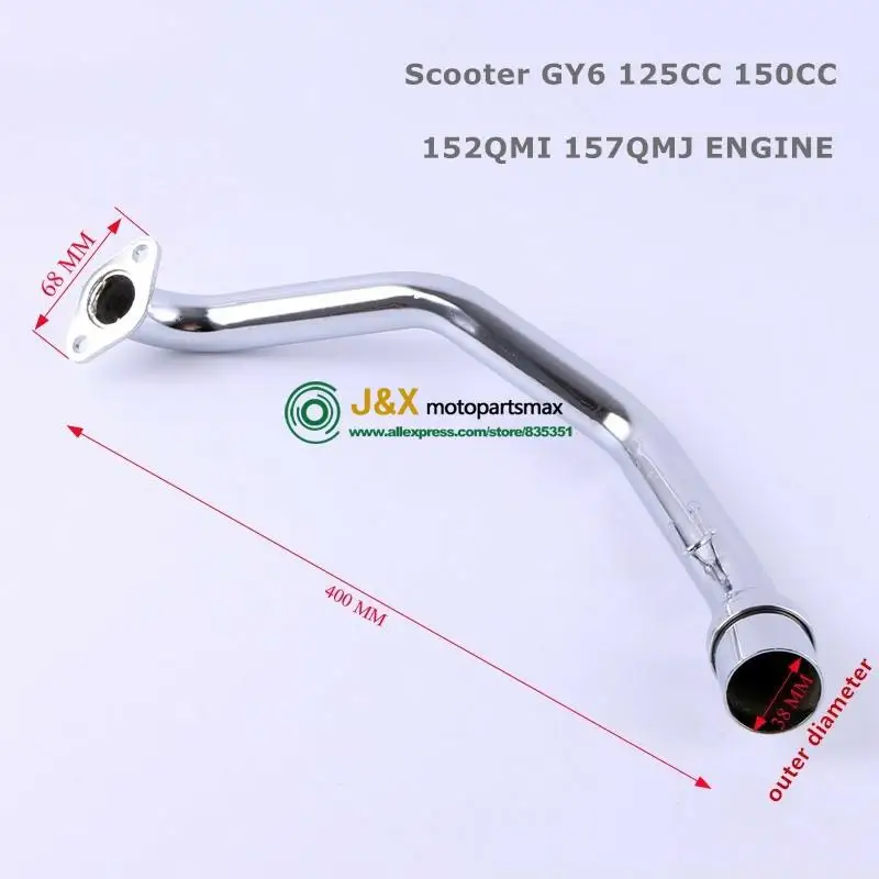 

EXHAUST PIPE Universal GY6 Scooter Motorcycle Exhaust Muffler Contact pipe To Engine 157qmj 152qmi 125 150 180 200cc