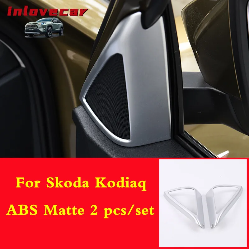 

For Skoda Kodiaq 2017-2019 speaker cover Interior car door Mouldings sticker ABS chrome trim decoration car-styling accessories