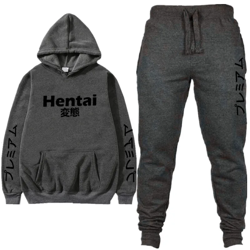8Dark gray Мужские спортивные костюмы с капюшоном, куртка, спортивный костюм, новые осенние спортивные мужские спортивные комплекты толстовка с принтом, мужская одежда - Цвет: 8Dark gray