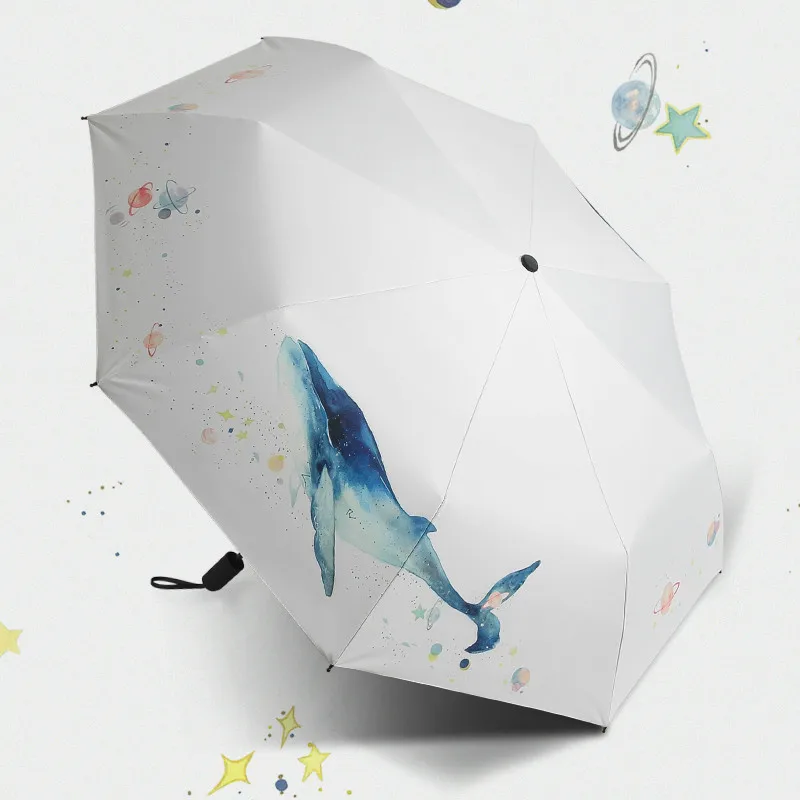 Созвездие Рыбы шаблон Зонт от дождя Для женщин 3 складной автоматический УФ