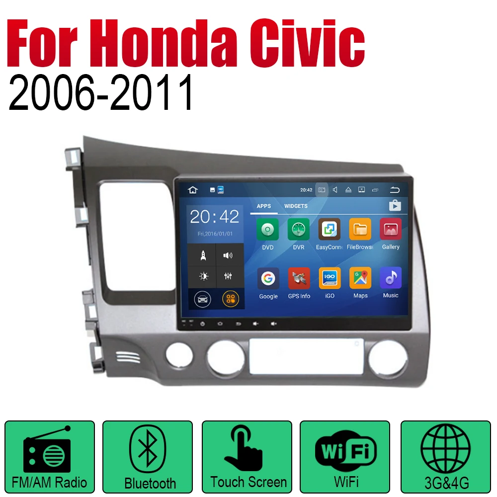 Автомагнитола 2 Din Android Автомобильный плеер для Honda Civic 2006-2011 GPS-навигация BT Wi-Fi