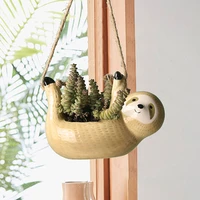cute sloths ceramic planters pot wall hanging platerpot baskest living roomtabletop flower arrangement container