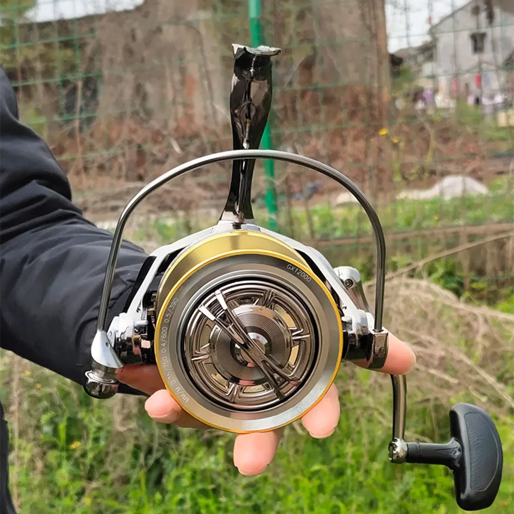 

Spinning Fishing Reel 11BB+1 Bearing Balls 8000-12000 Series Metal Coil Spinning Reel Boat Rock Fishing Wheel 4.7:1 Speed Ratio