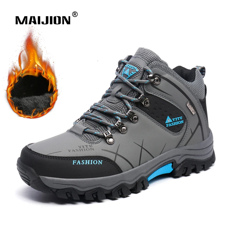 Зимние мужские походные кроссовки плюшевые теплые уличные охотничьи для