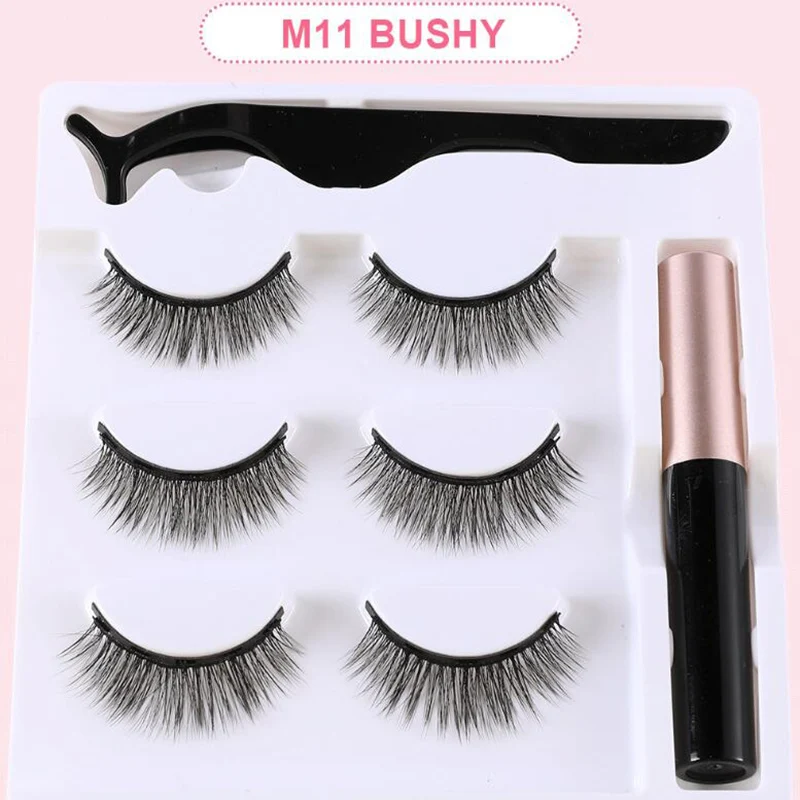 3 пары магнитных ресниц для макияжа жидкая подводка глаз пинцет