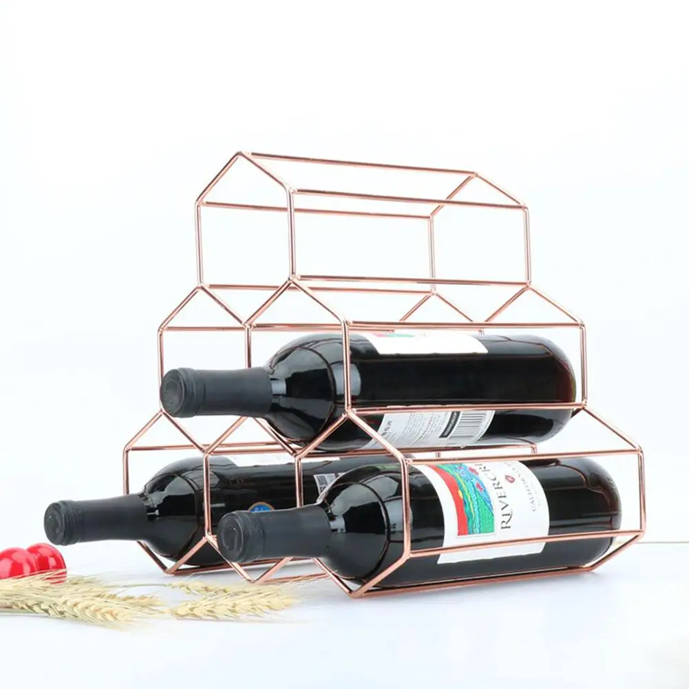 Золотой железная винная полка INS Гостиная Портативный 6-бутылка свободный