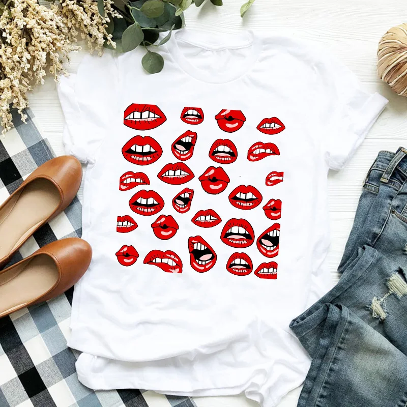 

Women Lady T Shirt Eyelash Face Printed Tshirt Ladies Short Sleeve Loose Tee Shirt Women Female Tops Clothes Graphic T-shirt
