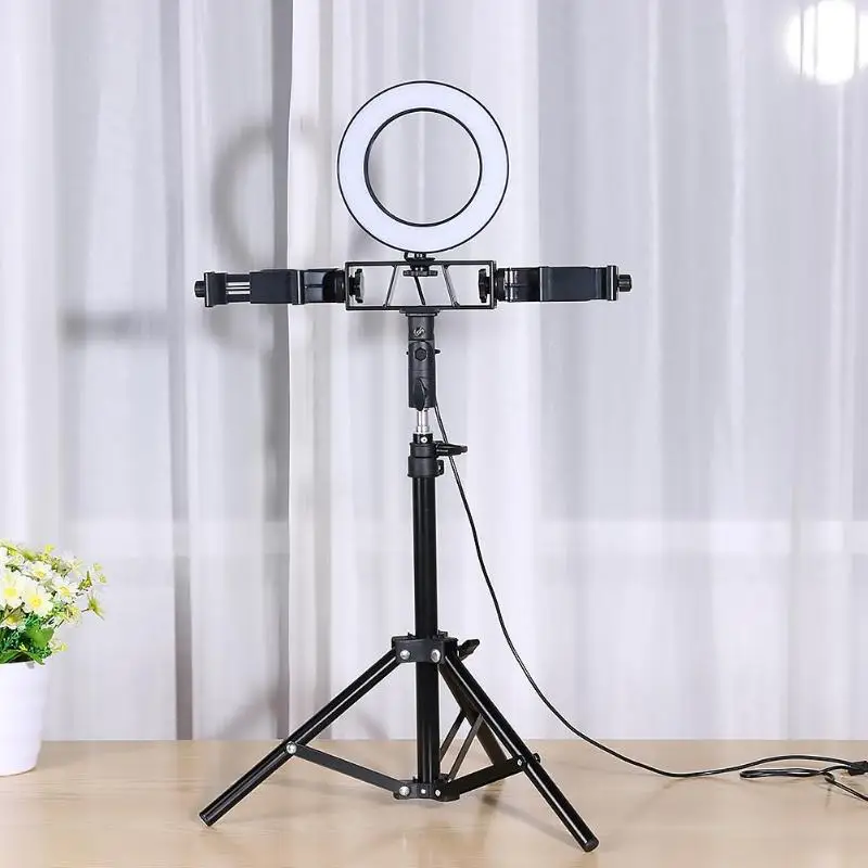 Selfie Stick Ring Table Fill Light Dimmable Studio Camera Ring Lamp Live Broadcast Beauty Shadowless Light Supplement for Makeup