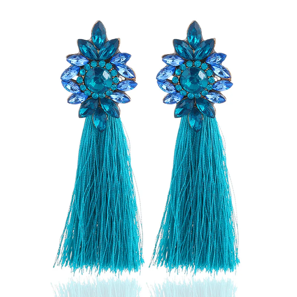 Индивидуальный дизайн модные богемные серьги с кисточками и кристаллами длинные