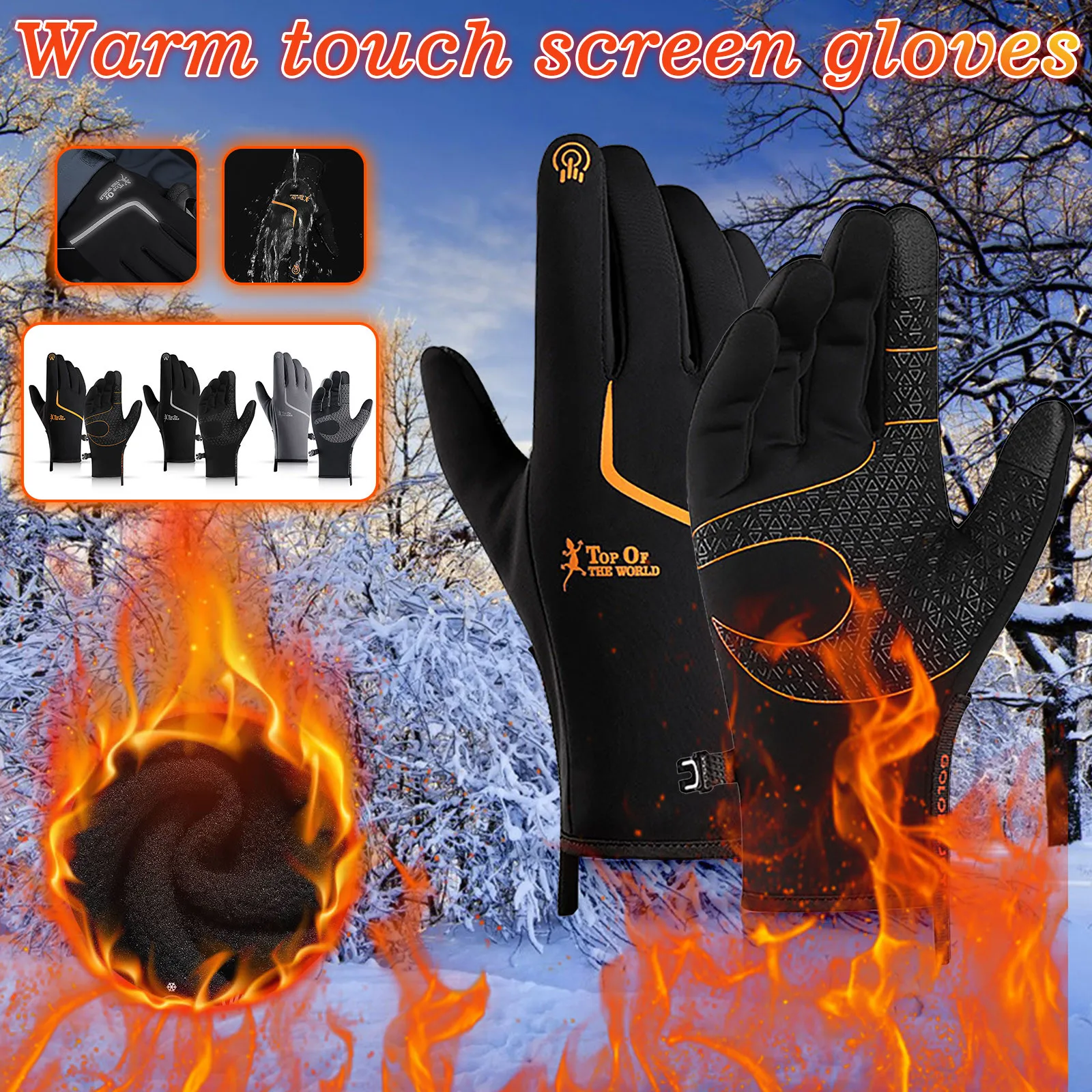 

Мужские и женские водонепроницаемые перчатки для сенсорных экранов на весну и зиму, бархатные теплые ветрозащитные модные уличные Несколь...