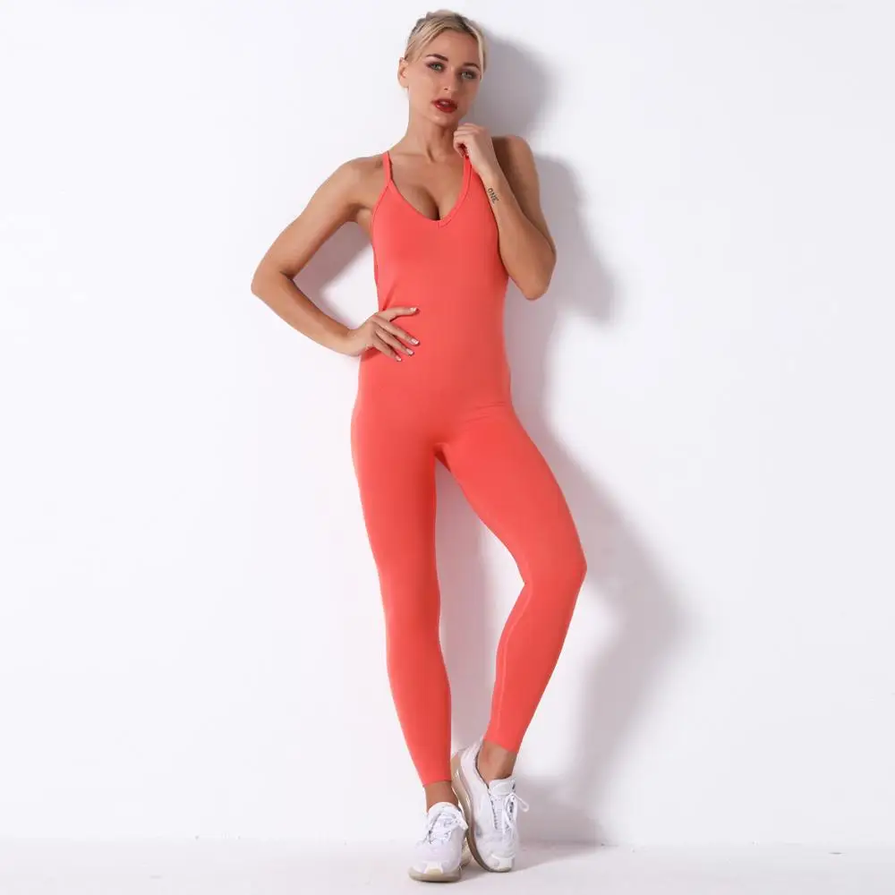 Комбинезон женский спортивный эластичный пикантный Ромпер без рукавов облегающий для фитнеса и спортзала| |