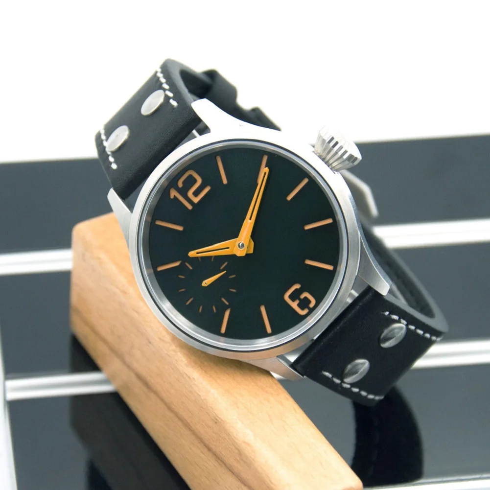 Часы мужские механические с сапфировым стеклом и стерильным циферблатом 41 мм