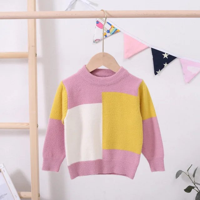 style 3 Вязаный свитер для маленьких девочек и мальчиков; цветной осенне-зимний пуловер из мохера в стиле пэчворк; свитера; повседневная детская одежда; детская вязаная одежда - Цвет: style 3