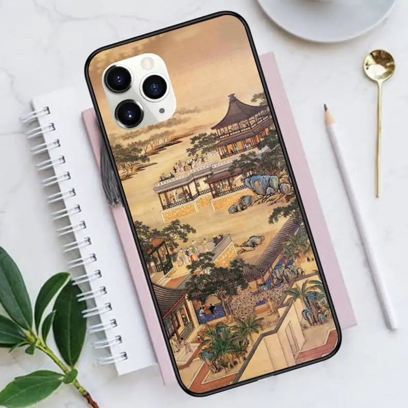 

Chinese mountains rivers illustration art Phone Case for iPhone 11 12 mini pro XS MAX 8 7 6 6S Plus X 5S SE 2020 XR