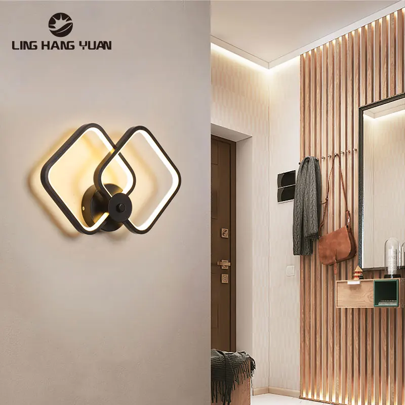 Современный светодиодный настенный светильник черно белое украшение бра для