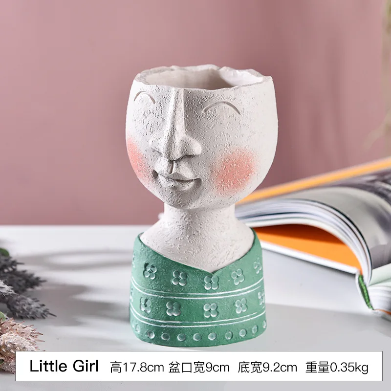 Художественный портрет цветочный горшок ваза скульптура Смола человеческое