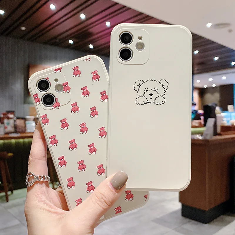 

Original for iPhone 11 Case Anime Bear Phone Cases for 13 12 Pro Max Mini 7 8 Plus XS XR SE Case Full Phone Covers Free Shipping
