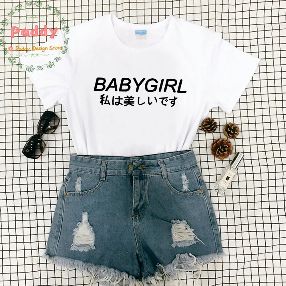 Футболка BABYGIRL с надписью в японском стиле футболка принтом Tumblr женская модная