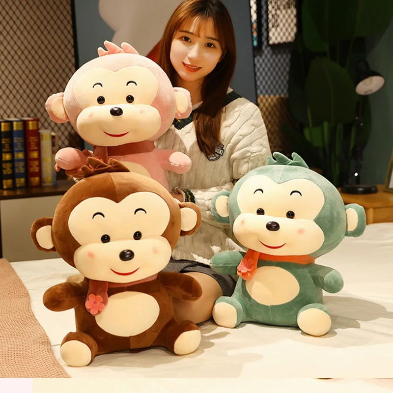 

23-40 Cm Cute Monkey Plush Toys Kawaii Sleeping Pillow Doll Plush Animal Monkey With Scarf Home Decoration Children Holiday Gift