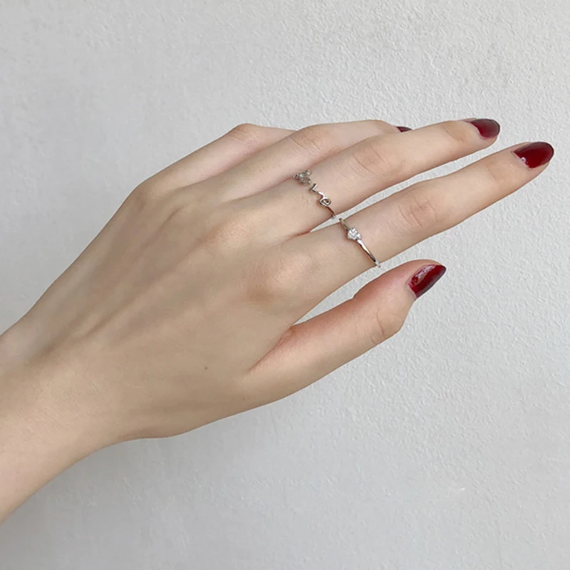 Серебряное кольцо для пальцев в форме сердца регулируемое с сердечком AAA Zircon