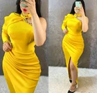 Женское атласное платье на одно плечо, винтажное длинное платье с разрезом, на молнии сзади, вечернее платье до пола, для выпускного вечера