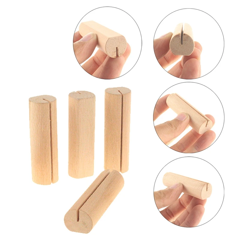 

80Pcs Wood Pile Name Place Card Photo Holders Stump Table Number Clip Stand Wedding Party Dinner Table Decor with Card