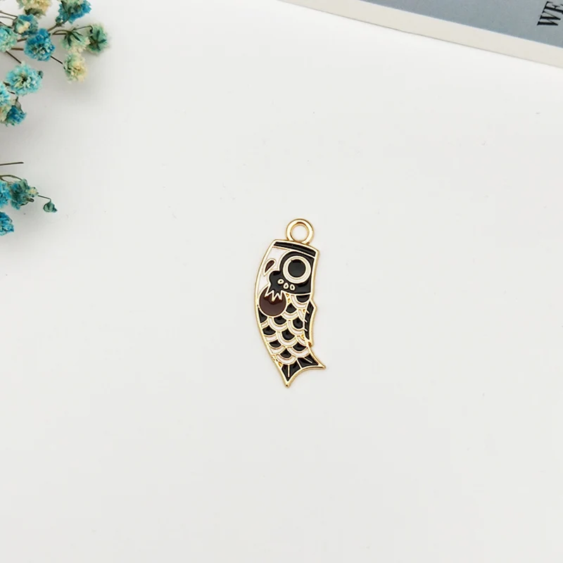 10 шт./лот подвески из сплава с эмалью в виде карпа и рыбы плавающие серьги серии