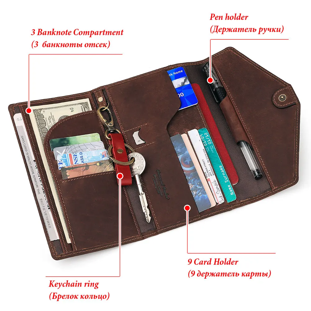 Мужской кошелек-клатч из кожи Крейзи Хорс Большой Вместительный длинный