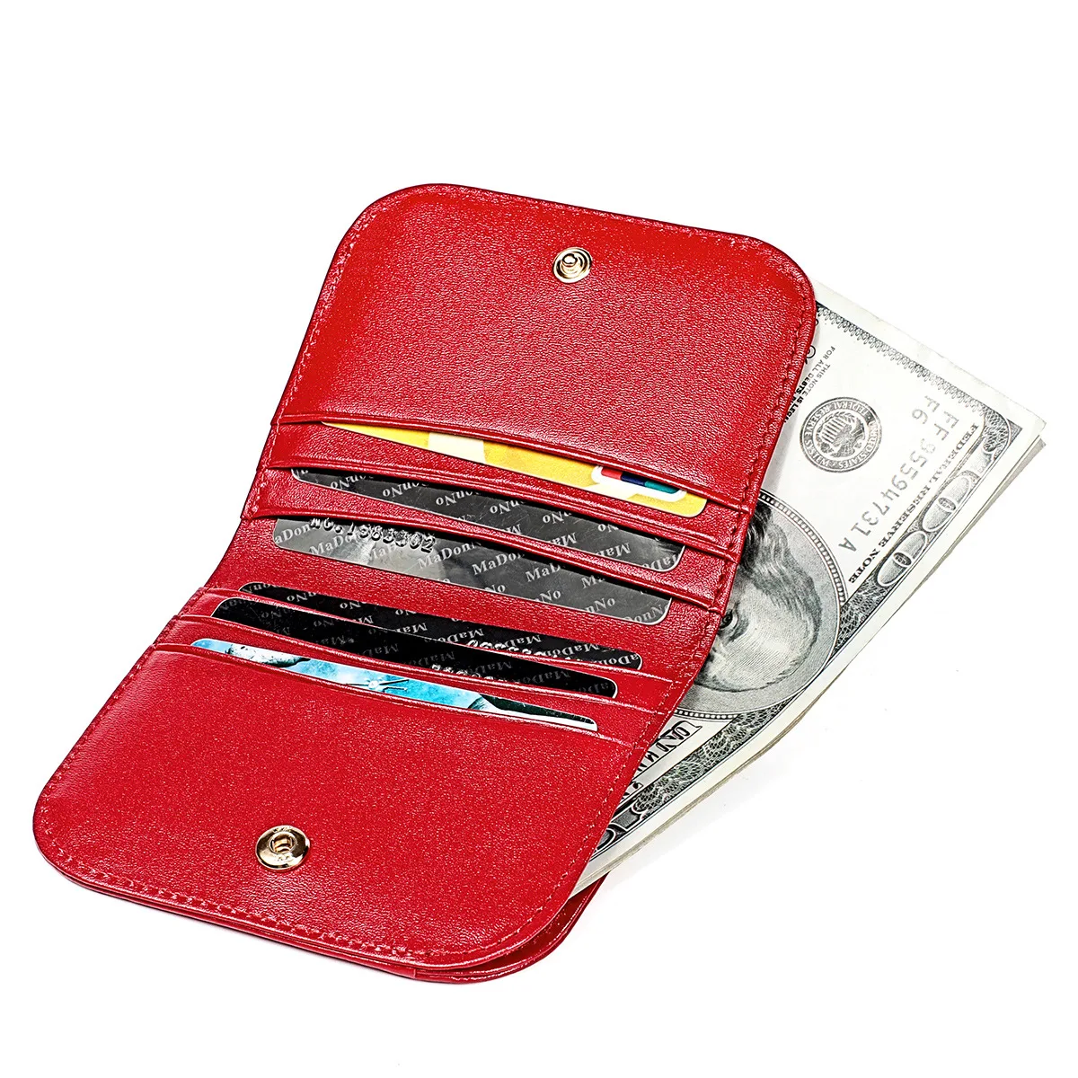 

2020 Fashion Genuine Leather Women Wallet Bi-fold Wallets Red ID Card Holder Blue Short Hasp Coin Purse RFID Small Women's Purse