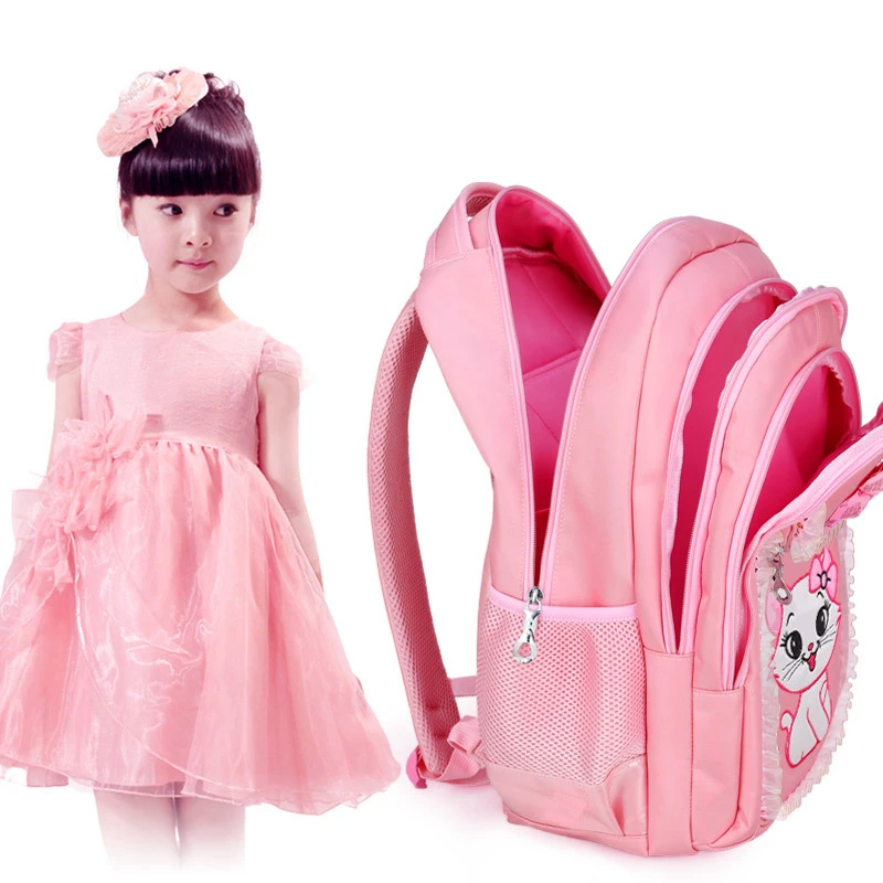 

Cute Girls School Bags Children Schoolbag Orthopedic Primary Cartoon Cat School Backpack Princess Bagpack Kids Book Bags Mochila