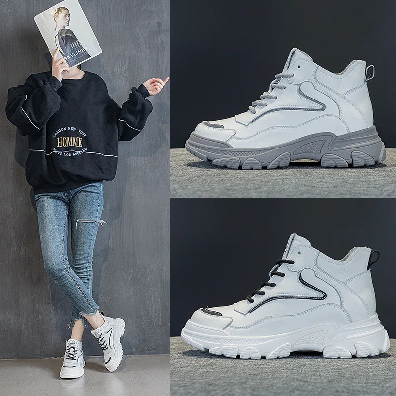 

Internal increase fashion leather white shoes women 2022 spring and autumn new all-match Korean casual shoes