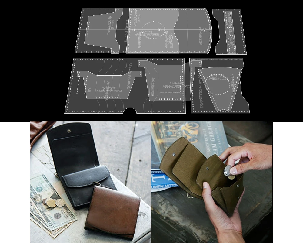 Сделай Сам кожаные инструменты ручной работы Рисунок версия короткий кошелек в японском стиле серебряный