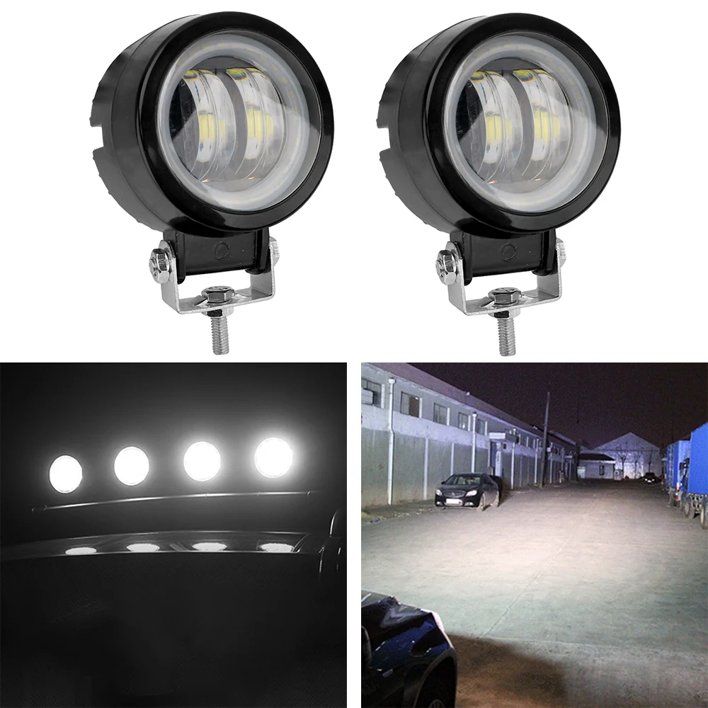 

Водонепроницаемые Круглые Светодиодные ночные светильники 20 Вт, 12 В, 24 В, 6000K, белые/синие портативные прожекторы для мотоциклов, внедорожни...