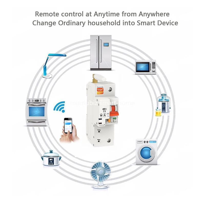 Alexa Tuya умный выключатель 1P WiFi переключатель перегрузки защита от короткого