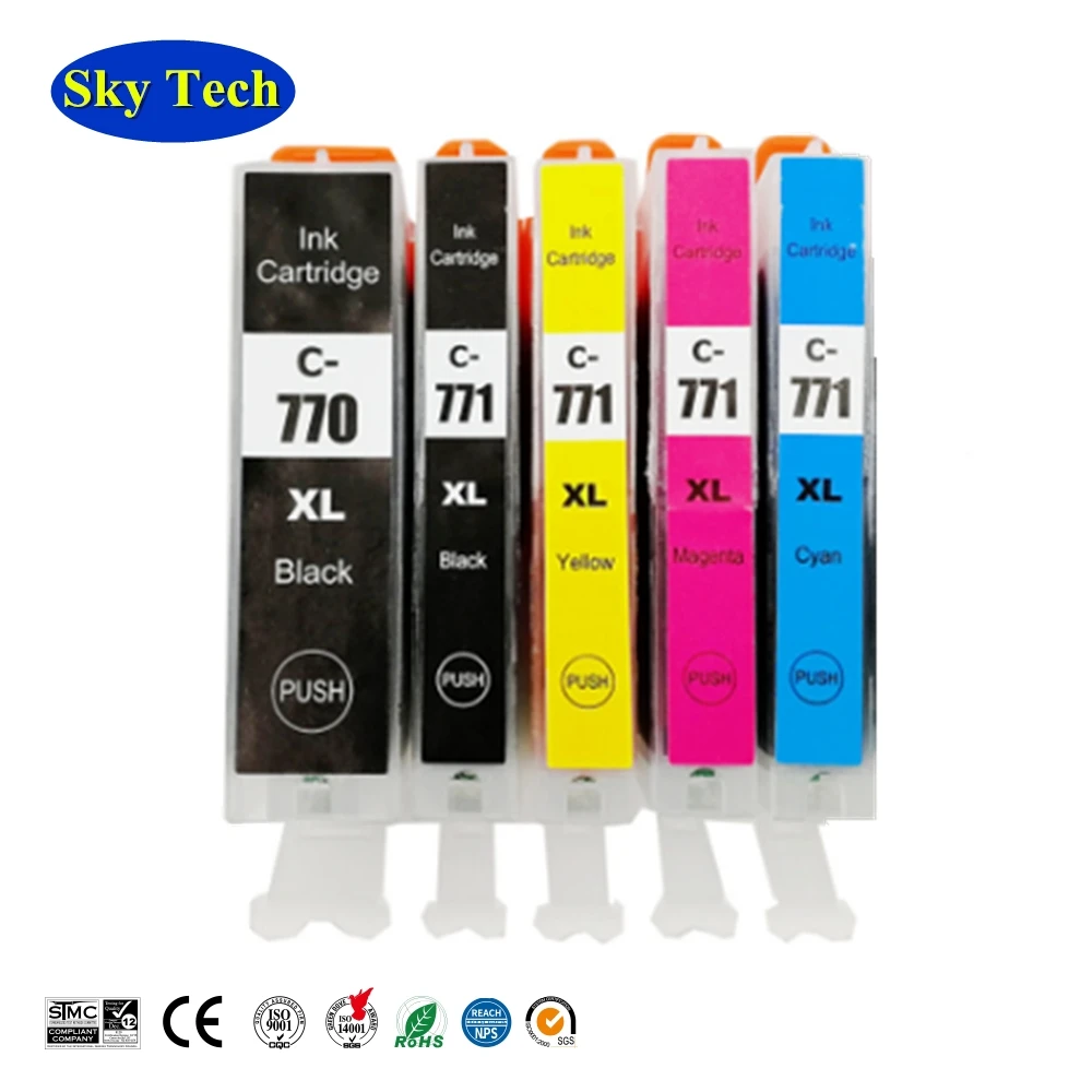 Совместимые чернильные картриджи 5PK подходят для PGI770 CLI771 pgi-770 canon PIXMA MG5770 MG6870 MG7770 и