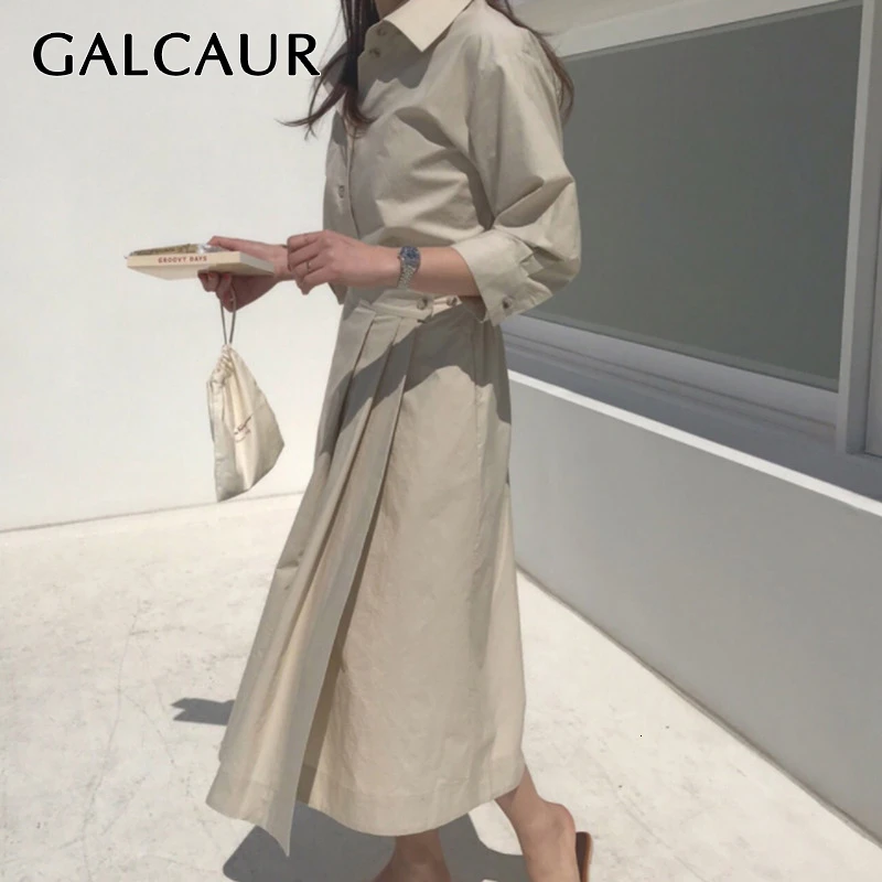 Женское платье рубашка с отложным воротником высокой талией|Женские платья| |