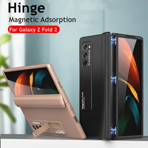 Hinge Magnetic Adsorption Kisktand Case for Samsung Galaxy Z Fold 2 5G
Hard Plastic Phone Cover Hinge Protection Bracket Case