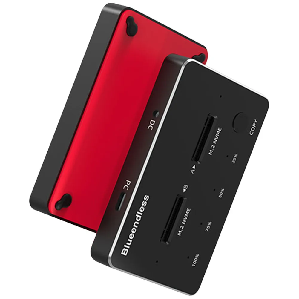 Blueendless USB 3.1 Dual-Bay SSD Docking Station M.2 SATA NVME Solid State Drive Reader US/ EU Plug External Box Enclosure Case
